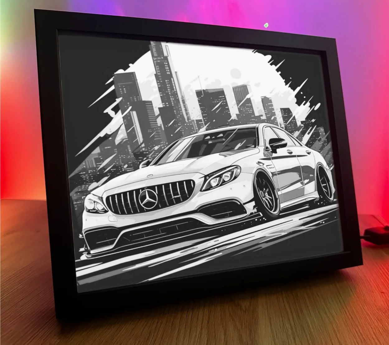 Obrazolampka Na prezent Mercedes szary