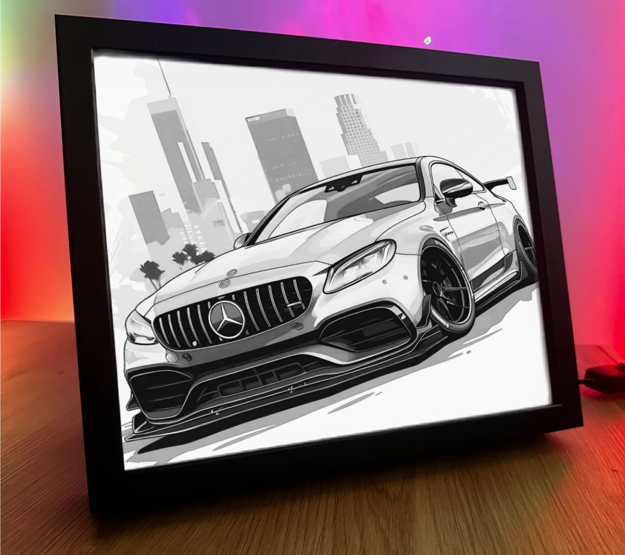 Obrazolampka Na prezent Mercedes miasto niebieski