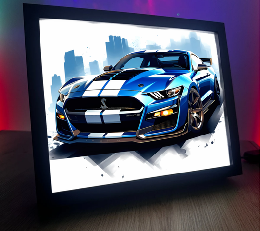 Obrazolampka Na prezent Ford Mustang niebieski z pasami