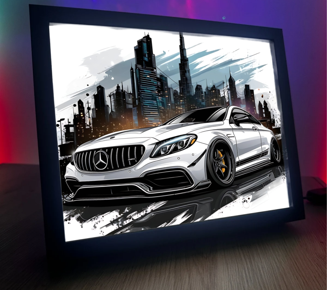Obrazolampka Na prezent Mercedes Biały